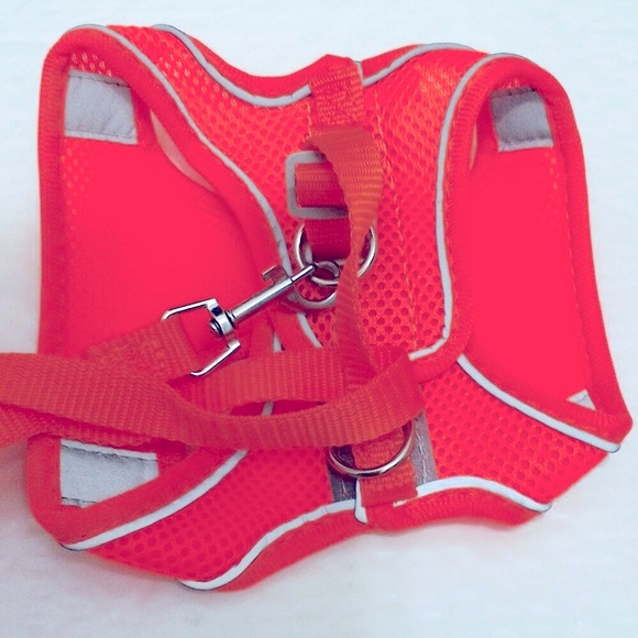 Pet Harness Safety Vest Orange w Reflective Strip Small or Medium Dogs or Cats - Picture 5 of 6
